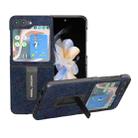 For Samsung Galaxy Z Flip5 ABEEL Retro Litchi Texture PU Phone Case with Holder(Blue) - 1