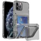 For iPhone 11 Pro Crystal Clear Flip Card Slot Phone Case(Transparent Black) - 1