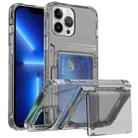 For iPhone 13 Pro Crystal Clear Flip Card Slot Phone Case(Transparent Black) - 1