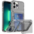 For iPhone 13 Pro Max Crystal Clear Flip Card Slot Phone Case(Transparent Black) - 1