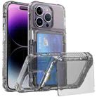 For iPhone 14 Pro Crystal Clear Flip Card Slot Phone Case(Transparent Black) - 1