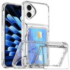 For iPhone 16 Plus Crystal Clear Flip Card Slot Phone Case(Transparent) - 1