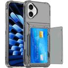 For iPhone 16 Crystal Clear Flip Card Slot Phone Case(Transparent Black) - 3