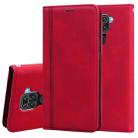 For Xiaomi Redmi Note 9 / Redmi 10X 4G Frosted Business Magnetic Horizontal Flip PU Leather Case with Holder & Card Slot & Lanyard(Red) - 1