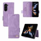 For Samsung Galaxy Z Fold5 Magnetic Clasp Leather Phone Case(Purple) - 1