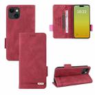 For iPhone 15 Plus Magnetic Clasp Leather Phone Case(Red) - 1