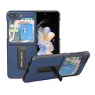 For Samsung Galaxy Z Flip5 ABEEL Genuine Leather Xiaoya Series Phone Case with Holder(Blue) - 1