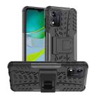For Motorola Moto E13 Tire Texture TPU + PC Phone Case with Holder(Black) - 1