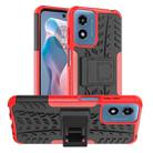 For Motorola Moto G Play 4G 2024 Tire Texture TPU + PC Phone Case with Holder(Red) - 1