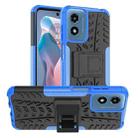 For Motorola Moto G Play 4G 2024 Tire Texture TPU + PC Phone Case with Holder(Blue) - 1