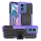 For Motorola Moto G Play 4G 2024 Tire Texture TPU + PC Phone Case with Holder(Purple) - 1