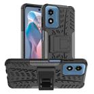 For Motorola Moto G Play 4G 2024 Tire Texture TPU + PC Phone Case with Holder(Black) - 1