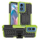 For Motorola Moto G Play 4G 2024 Tire Texture TPU + PC Phone Case with Holder(Green) - 1