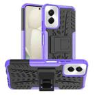 For Motorola Moto G Power 5G 2024 Tire Texture TPU + PC Phone Case with Holder(Purple) - 1