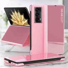 For Honor Magic V2 Electroplated Mirror Protective Phone Case with Holder(Pink) - 1