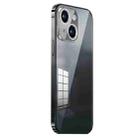 For iPhone 14 Plus Stainless Steel Frame Transparent TPU Phone Case(Black) - 1