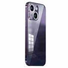 For iPhone 14 Plus Stainless Steel Frame Transparent TPU Phone Case(Dark Purple) - 1