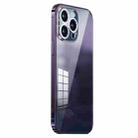 For iPhone 14 Pro Stainless Steel Frame Transparent TPU Phone Case(Dark Purple) - 1