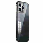 For iPhone 14 Pro Max Stainless Steel Frame Transparent TPU Phone Case(Black) - 1