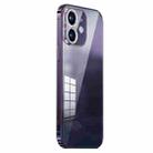 For iPhone 12 Stainless Steel Frame Transparent TPU Phone Case(Dark Purple) - 1