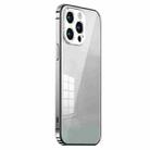 For iPhone 12 Pro Max Stainless Steel Frame Transparent TPU Phone Case(Silver) - 1