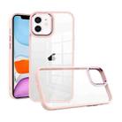 For iPhone 11 Macaron High Transparent PC Phone Case(Pink) - 1