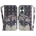 For Honor 90 3D Colored Horizontal Flip Leather Phone Case(Hug Cat) - 1