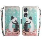 For Honor 90 3D Colored Horizontal Flip Leather Phone Case(Black White Cat) - 1