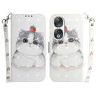 For Honor 90 3D Colored Horizontal Flip Leather Phone Case(Cute Cat) - 1