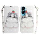 For Honor 90 Lite 3D Colored Horizontal Flip Leather Phone Case(Cute Cat) - 1