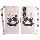 For Honor 90 Pro 3D Colored Horizontal Flip Leather Phone Case(Heart Panda) - 1