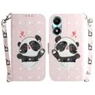 For Honor X5 Plus / Play 40C 3D Colored Horizontal Flip Leather Phone Case(Heart Panda) - 1