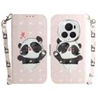 For Honor Magic6 Pro 3D Colored Horizontal Flip Leather Phone Case(Heart Panda) - 1