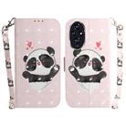For Honor 200 3D Colored Horizontal Flip Leather Phone Case(Heart Panda) - 1