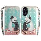 For Honor 200 3D Colored Horizontal Flip Leather Phone Case(Black White Cat) - 1