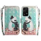 For Honor 200 Lite Global 3D Colored Horizontal Flip Leather Phone Case(Black White Cat) - 1