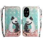 For Honor 200 Pro 3D Colored Horizontal Flip Leather Phone Case(Black White Cat) - 1