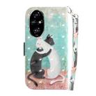 For Honor 200 Pro 3D Colored Horizontal Flip Leather Phone Case(Black White Cat) - 3