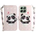 For Honor X6b 3D Colored Horizontal Flip Leather Phone Case(Heart Panda) - 1