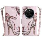 For Honor Magic7 Pro 3D Colored Horizontal Flip Leather Phone Case(Butterfly High-heeled) - 1