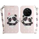 For Honor Magic7 Pro 3D Colored Horizontal Flip Leather Phone Case(Heart Panda) - 1