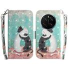 For Honor Magic7 Pro 3D Colored Horizontal Flip Leather Phone Case(Black White Cat) - 1