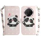 For Honor X9c 3D Colored Horizontal Flip Leather Phone Case(Heart Panda) - 1