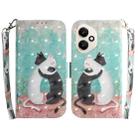 For Honor 400 Global 156.5mm 3D Colored Horizontal Flip Leather Phone Case(Black White Cat) - 1