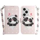 For Honor 400 Pro Global 160.8mm 3D Colored Horizontal Flip Leather Phone Case(Heart Panda) - 1