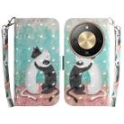 For Honor X70 5G 3D Colored Horizontal Flip Leather Phone Case(Black White Cat) - 1