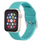 For Apple Watch Series 7 45mm / 6 & SE & 5 & 4 44mm / 3 & 2 & 1 42mm Solid Color Silicone Watch Band with Metal Buckle, Size:L(Mint Green) - 1