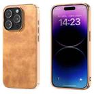 For iPhone 14 Pro Max Retro Litchi Texture PU Phone Case(Brown) - 1