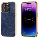 For iPhone 14 Pro Max Retro Litchi Texture PU Phone Case(Blue) - 1