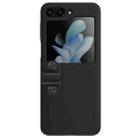 For Samsung Galaxy Z Flip5 NILLKIN Skin Feel Liquid Silicone Phone Case With Finger Strap(Black) - 1